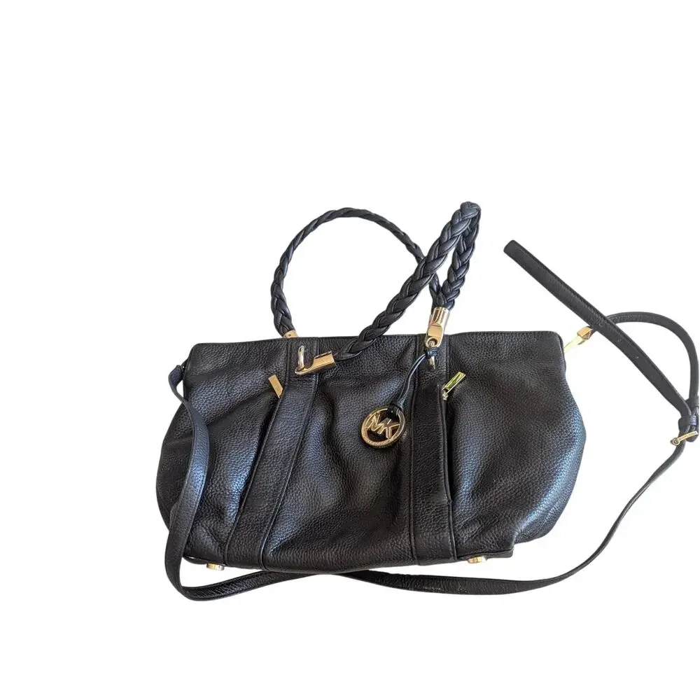 Michael Kors Black Leather Shoulder Bag Satchel Handbag - Picture 10 of 10